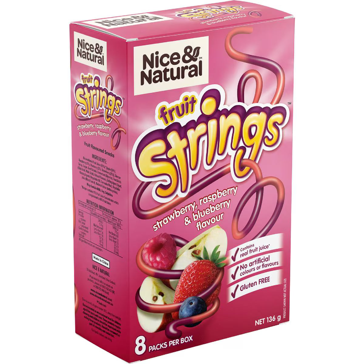 Fruit Strings School Snacks Gluten Free | 8 Pack | Nice & Natural | YG-111717-MC-977363