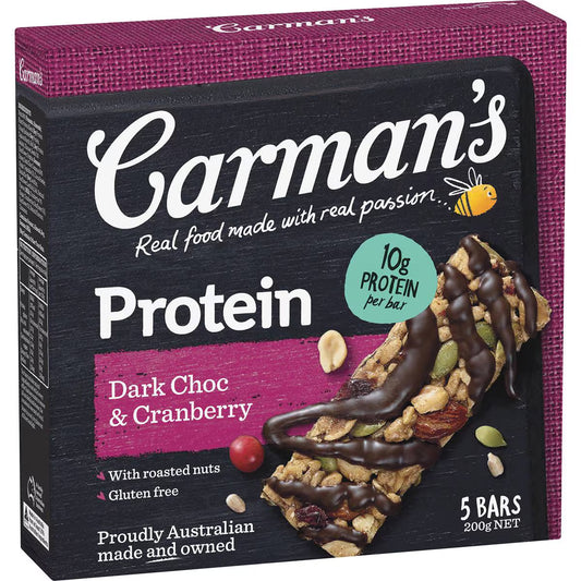 Protein Bars Dark Choc & Cranberry | 5 Pack | Carman's | YG-111709-MC-977324