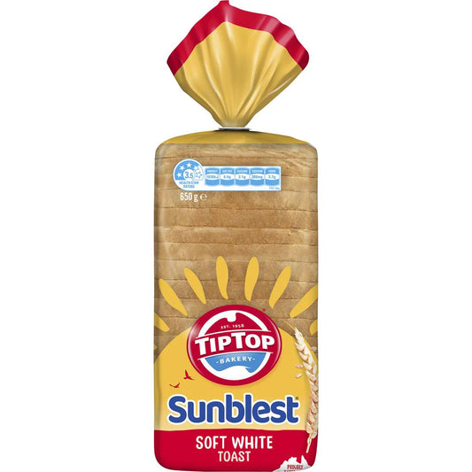 Sunblest Soft White Toast Slice Bread Loaf Bakery | 650g | Tip Top | YG-007517-WW-059329