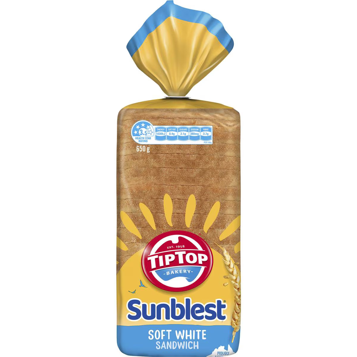 Sunblest Soft White Sandwich Slice Bread Loaf Bakery | 650g | Tip Top | YG-007498-WW-059354