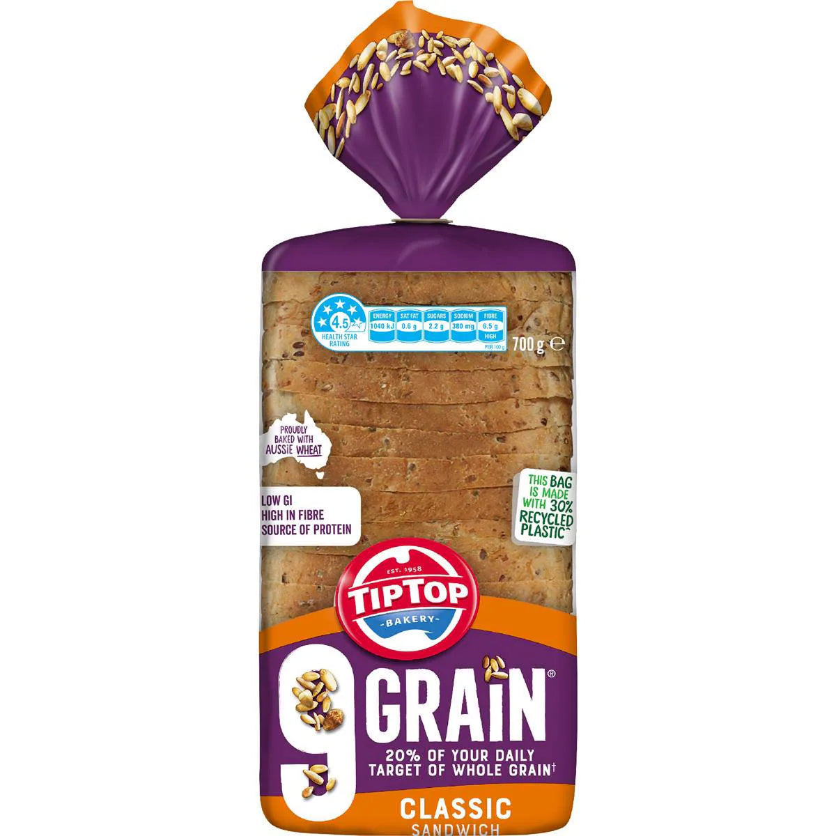 9 Grain Classic Sandwich Slice Bread Loaf Bakery | 700g | Tip Top | YG-007577-WW-059422
