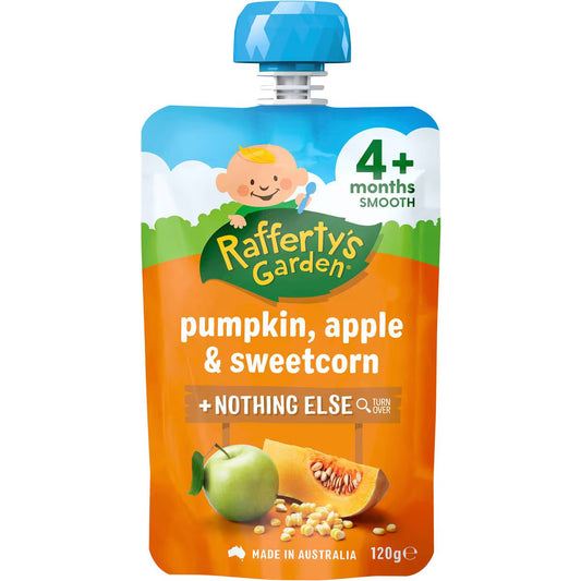 Baby Food Pouch Pumpkin Apple & Sweetcorn 4 Months | 120g | Rafferty's Garden | YG-113021-MC-979765