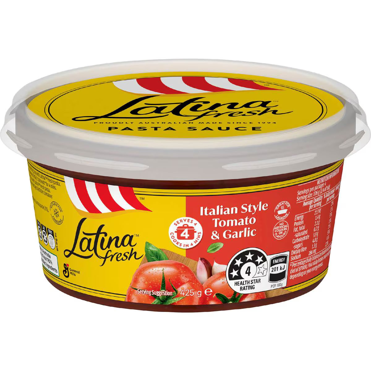 Italian Tomato & Garlic Pasta Sauce | 425g | Latina Fresh | YG-006404-WW-079506