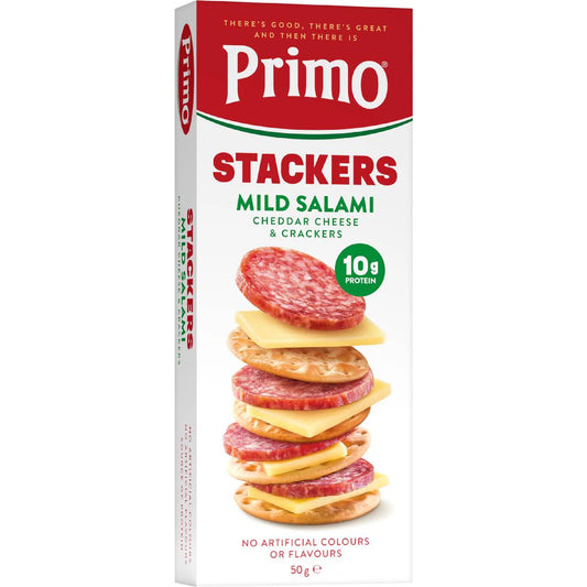 Stackers Mild Salami Cheddar Cheese & Crackers | 50g | Primo | YG-113121-MC-980847