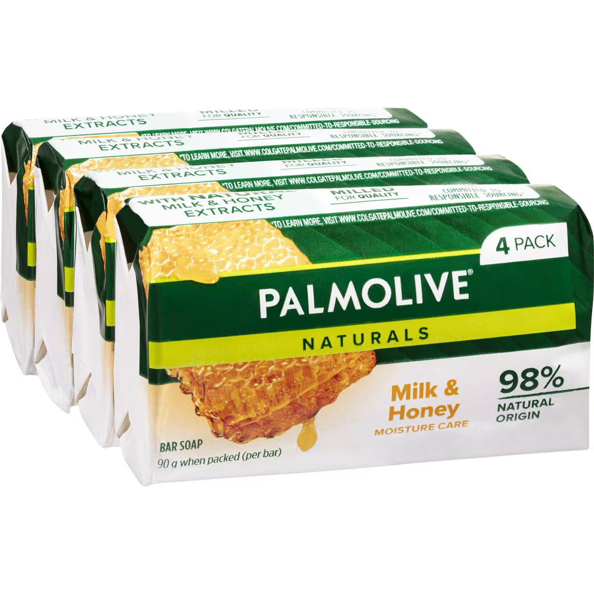Bar Soap Naturals Milk & Honey | 90g x 4 Pack | Palmolive | YG-008266-MC-978093