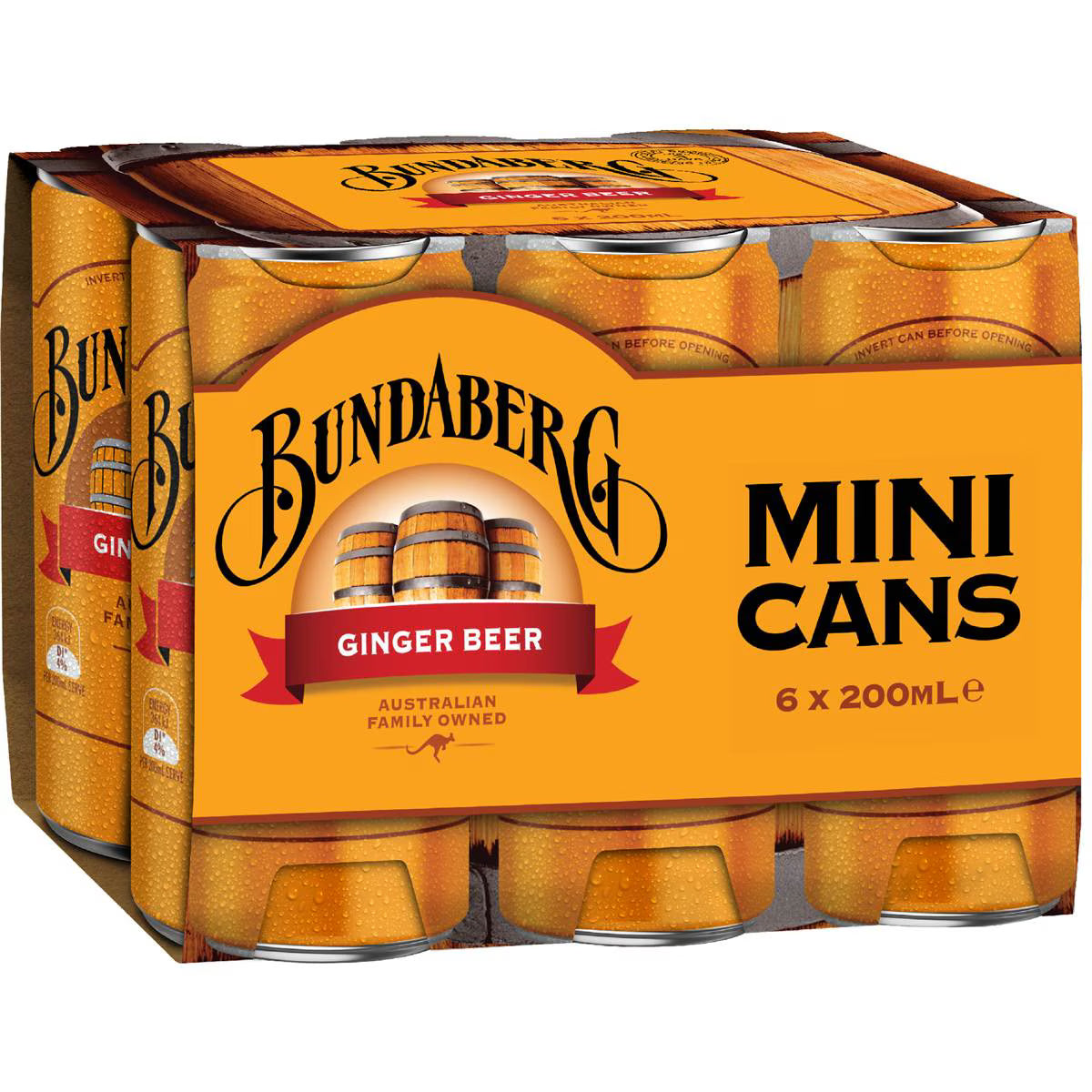 Ginger Beer Mini Cans | 200ml x 6 Pack | Bundaberg | YG-112457-MC-975581