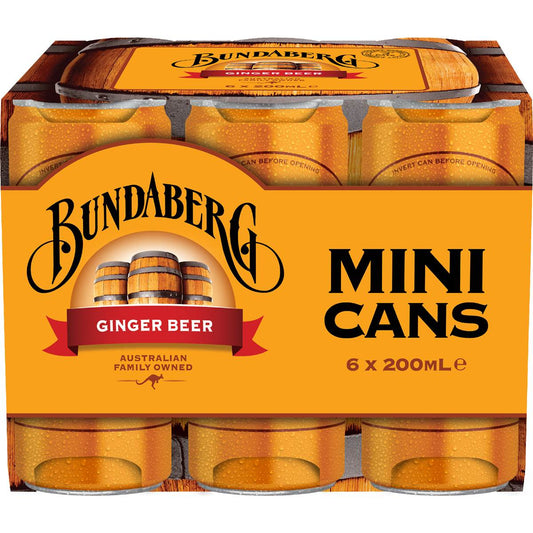 Ginger Beer Mini Cans | 200ml x 6 Pack | Bundaberg | YG-112457-MC-153563