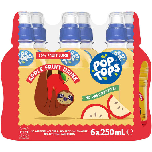 Fruit Drink Apple Poppers Multipack Lunch Box Bottles | 250ml x 6 Pack | Pop Tops | YG-112474-MC-975658