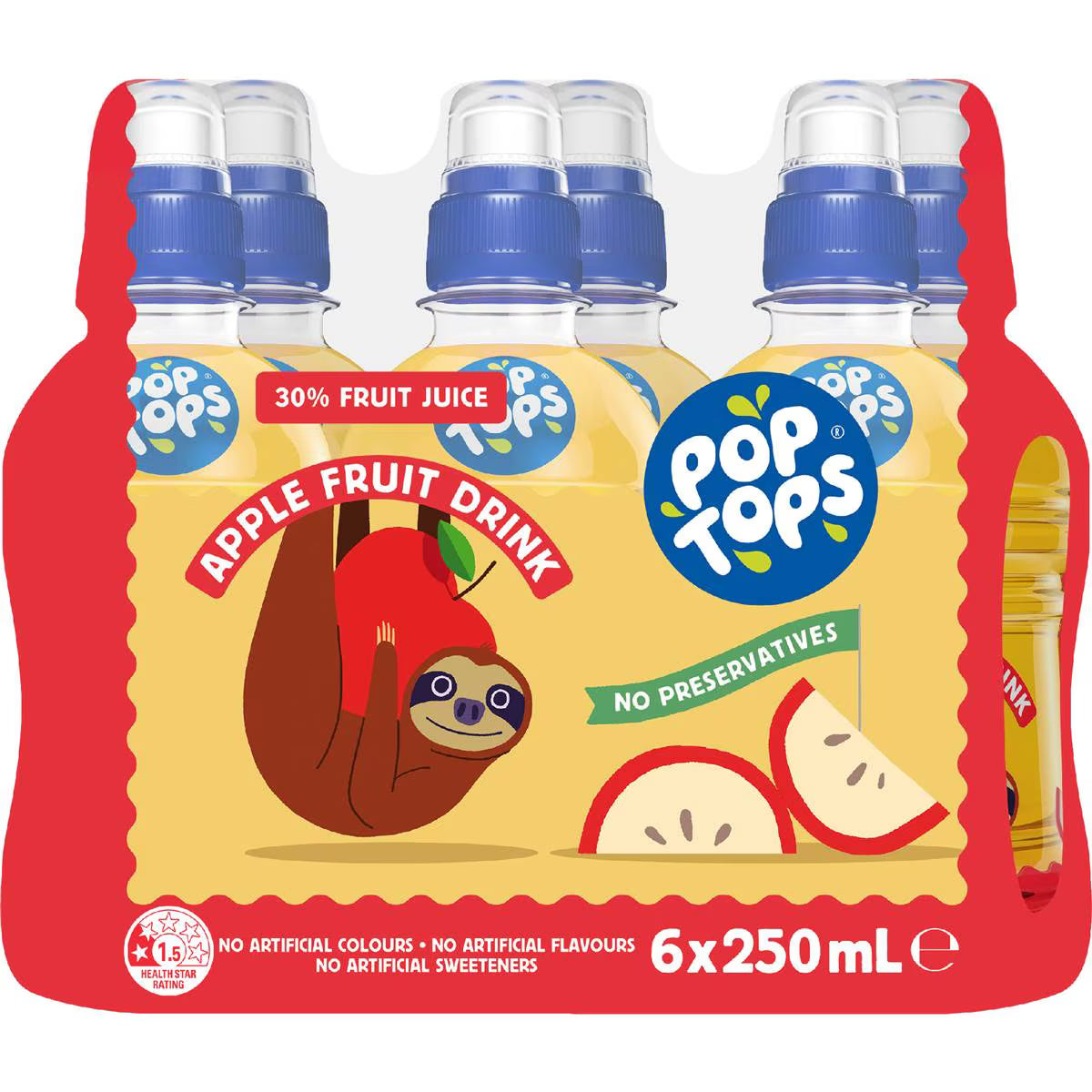 Fruit Drink Apple Poppers Multipack Lunch Box Bottles | 250ml x 6 Pack | Pop Tops | YG-112474-MC-153486