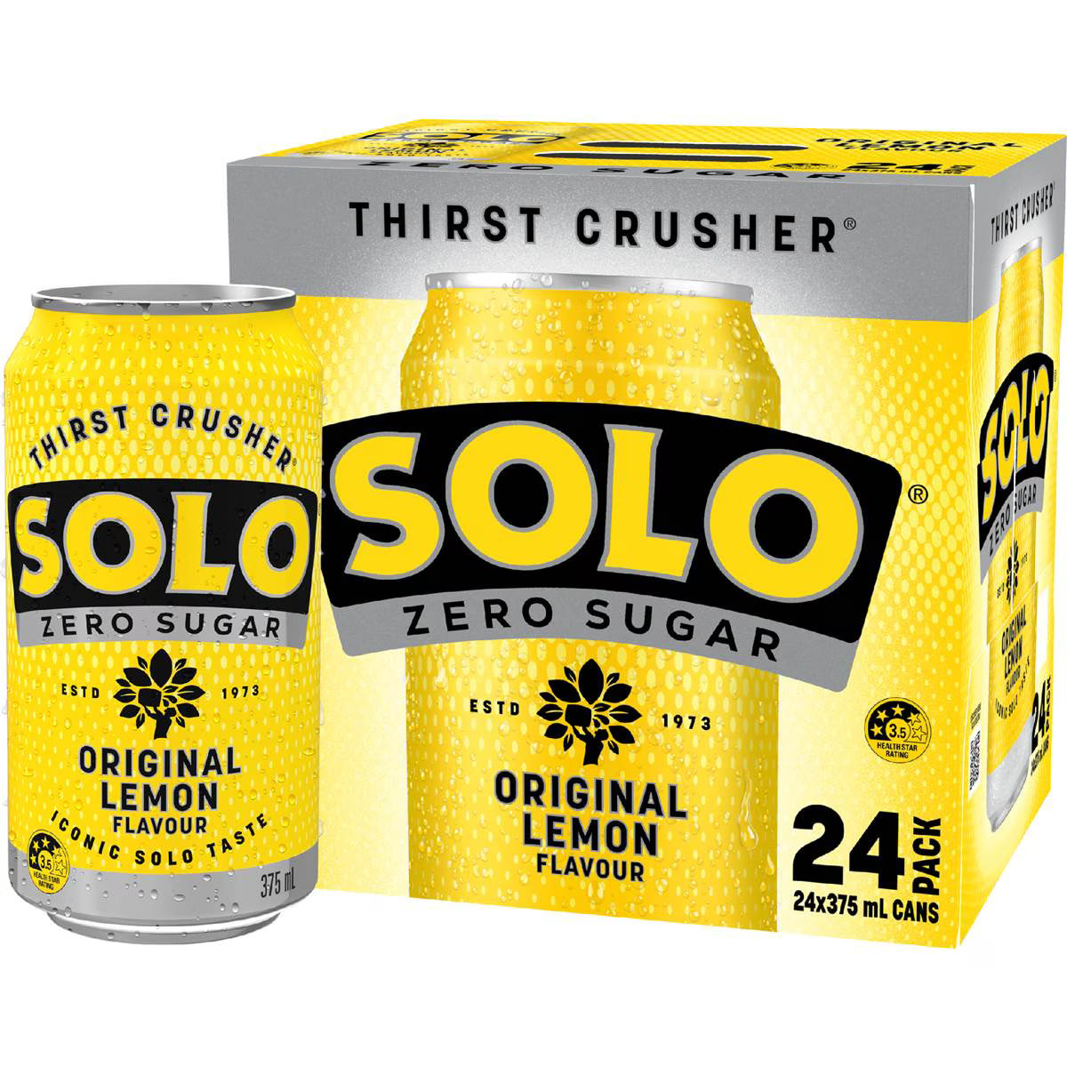 Zero Sugar Original Lemon Soft Drink Cans | 375ml x 24 Pack | Solo | YG-112497-MC-975748