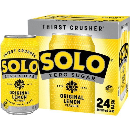 Zero Sugar Original Lemon Soft Drink Cans | 375ml x 24 Pack | Solo | YG-112497-MC-975748