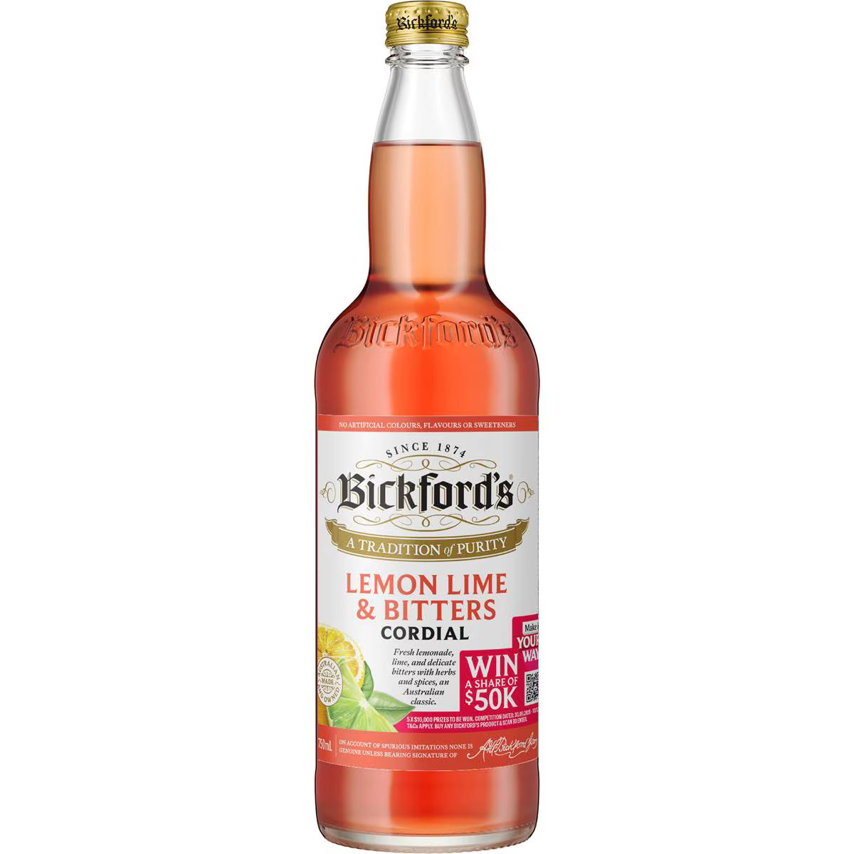 Lemon & Lime Bitters Cordial | 750ml | Bickford's | YG-112438-MC-153649