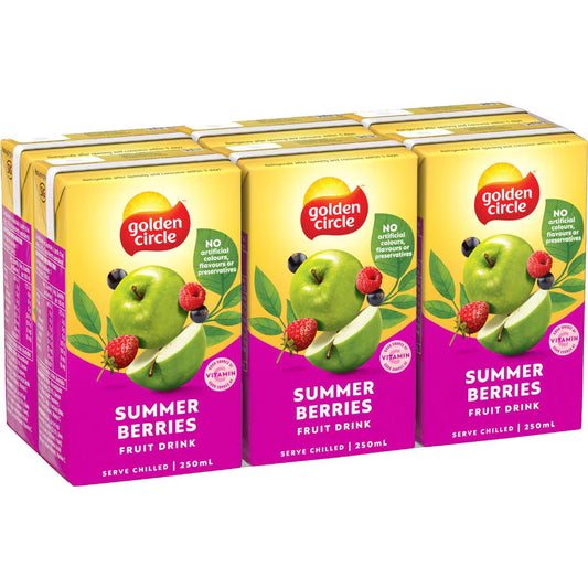 Fruit Drink Poppers Summer Berries | 250ml x 6 Pack | Golden Circle | YG-111490-MC-975560