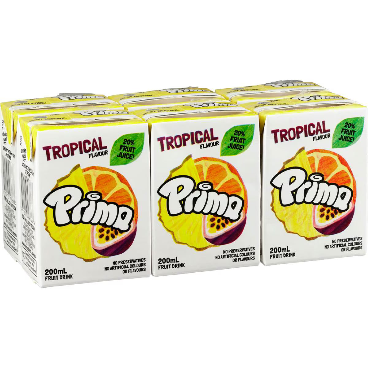 Tropical Fruit Drink Poppers | 200ml x 6 Pack | Prima | YG-111502-MC-975586
