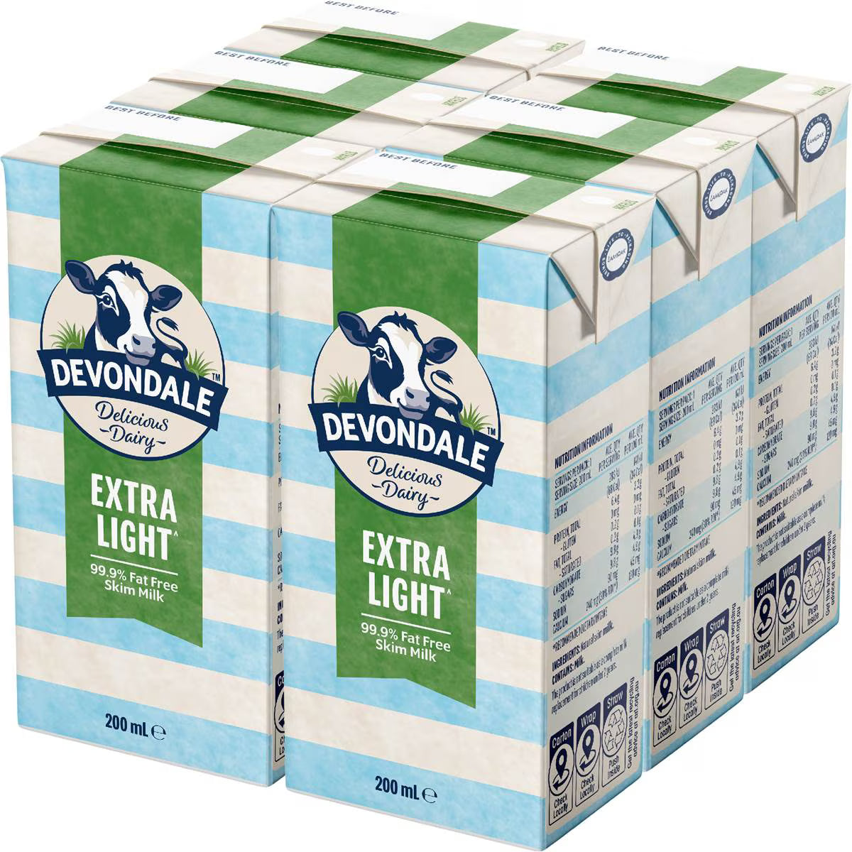 Skim Long Life Milk UHT | 200ml x 6 Pack | Devondale | YG-111834-MC-977701