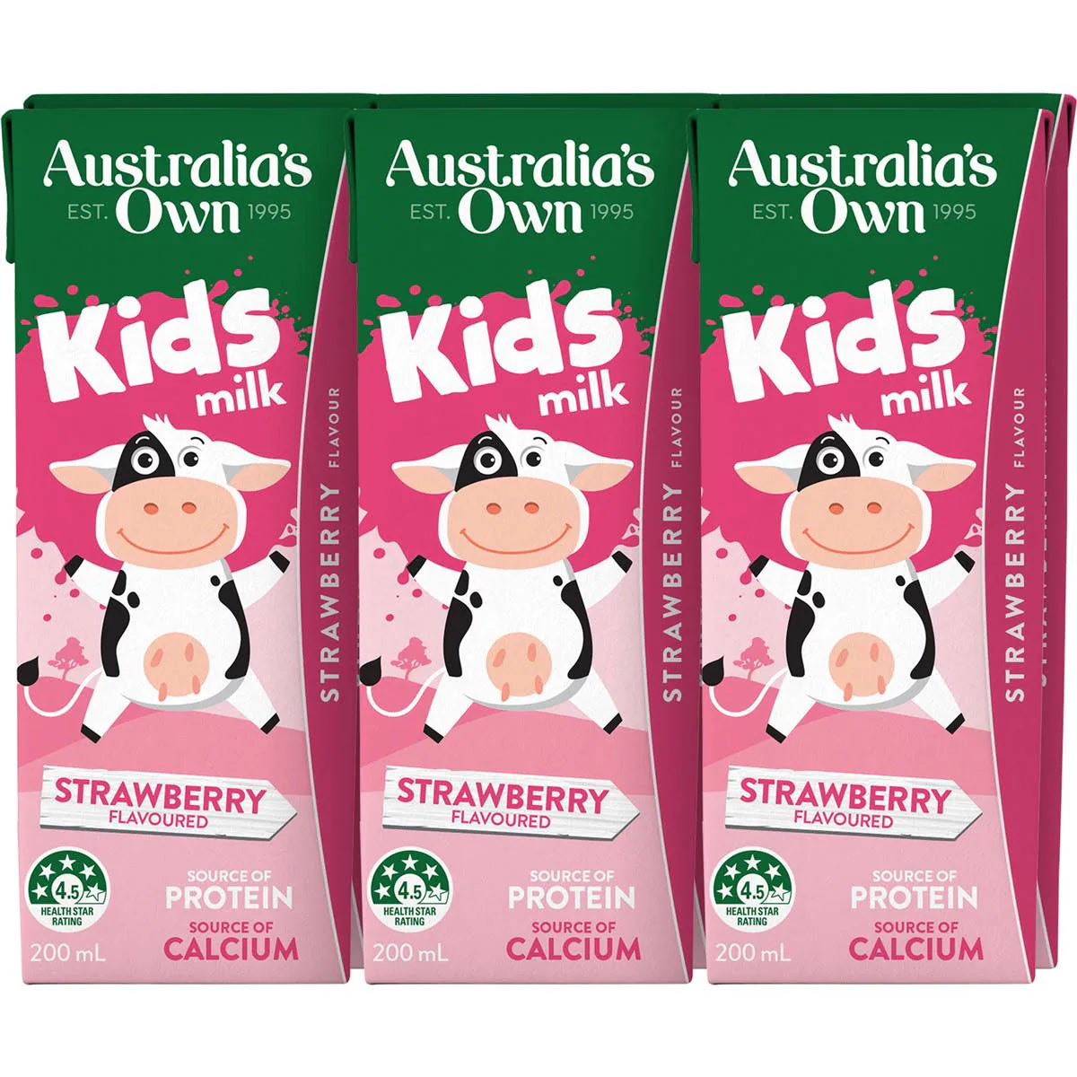 Kid's Milk Strawberry Poppers | 200ml x 6 Pack | Australia's Own | YG-111838-MC-977712