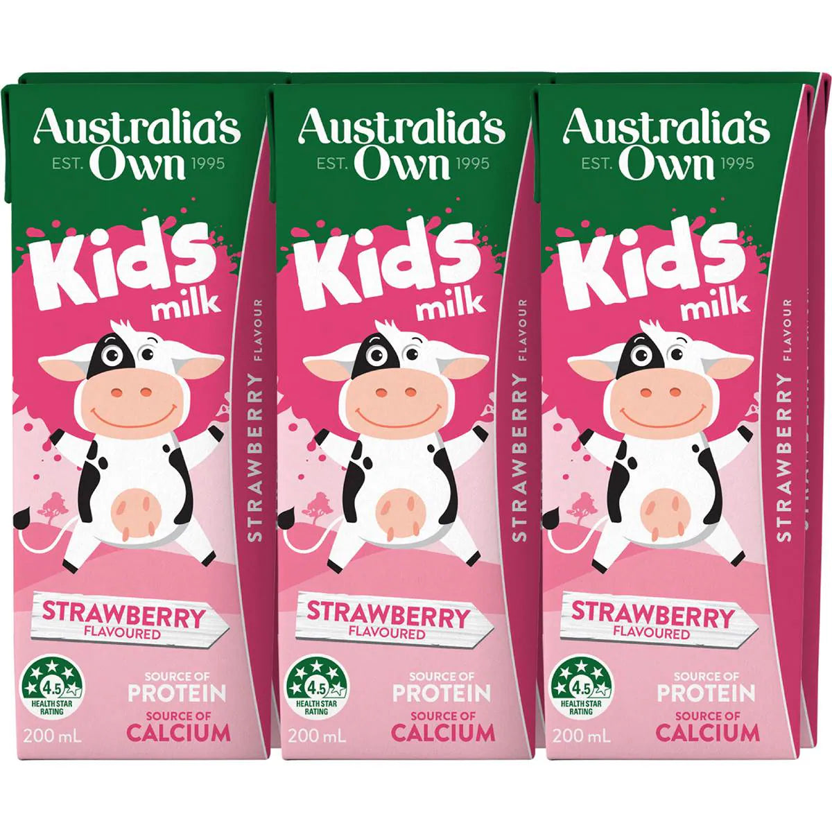 Kid's Milk Strawberry Poppers | 200ml x 6 Pack | Australia's Own | YG-111838-MC-151438