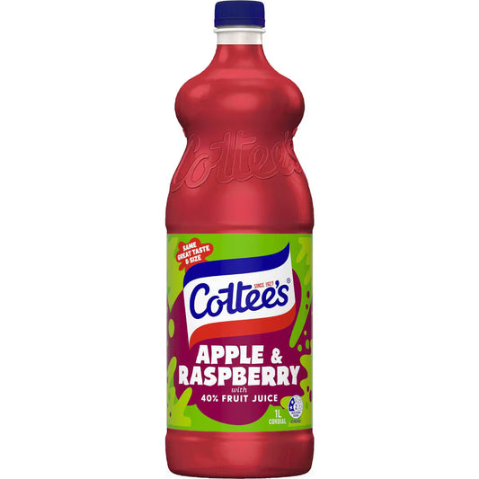 Apple & Raspberry Cordial With 40 Fruit Juice | 1L | Cottee's | YG-111470-MC-975483