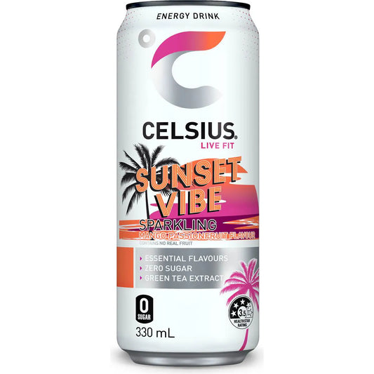 Sunset Vibe Energy Drink Sparkling Mango Passionfruit | 330ml | Celsius | YG-111459-MC-975461