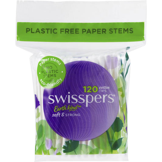Cotton Tips With Paper Stems | 120 Pack | Swisspers | YG-111966-MC-978119