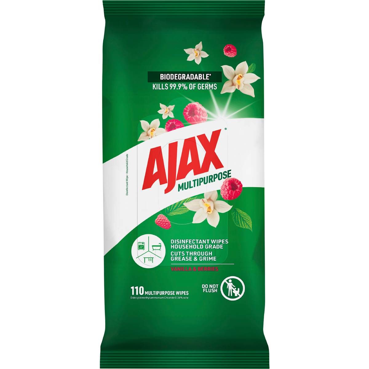 Antibacterial Disinfectant Cleaning Wipes Vanilla Berries | 110 Pack | Ajax | YG-112220-MC-979852