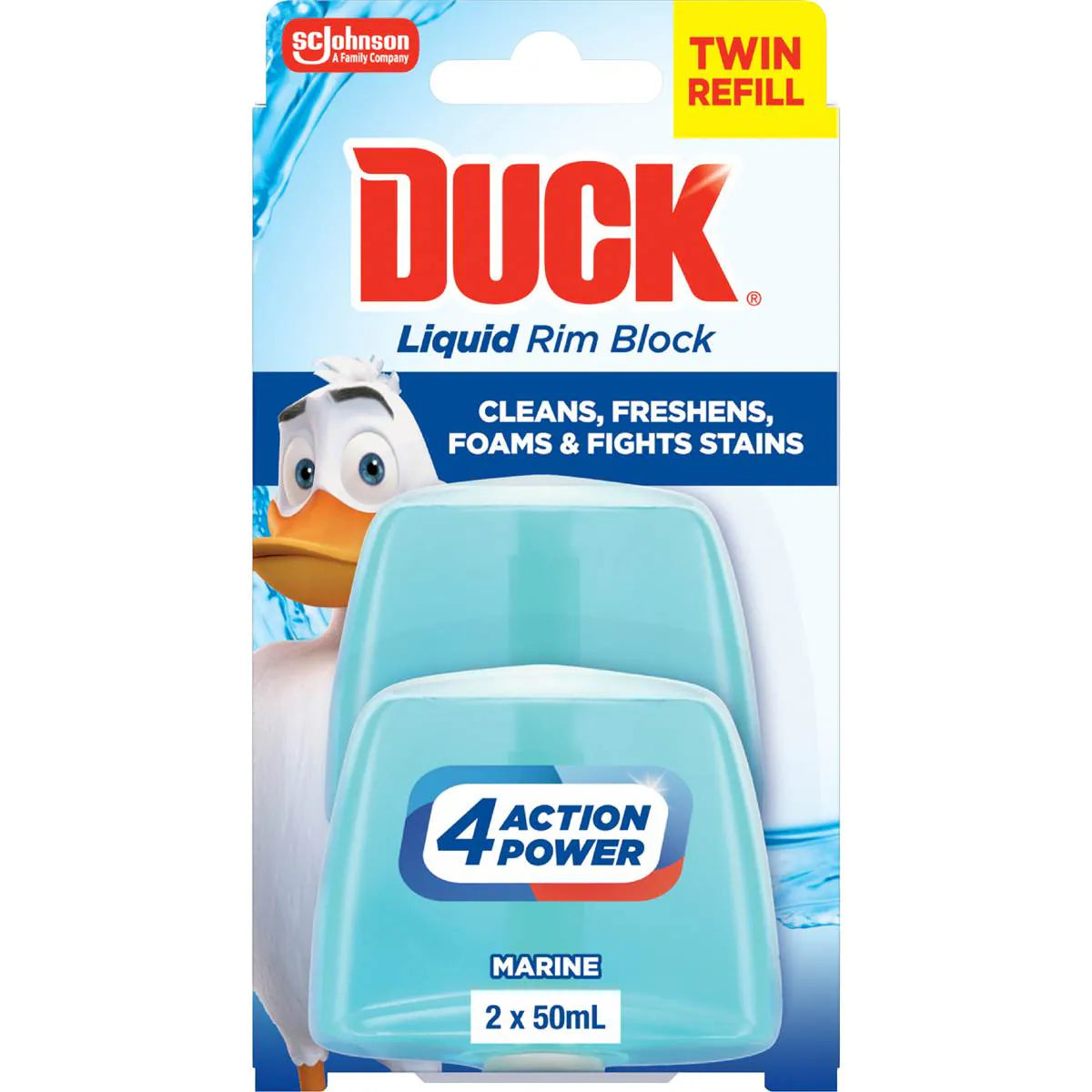 Liquid Rim Block Toilet Cleaner Marine Twin Refill | 50ml x 2 Pack | Duck | YG-007863-WW-093435