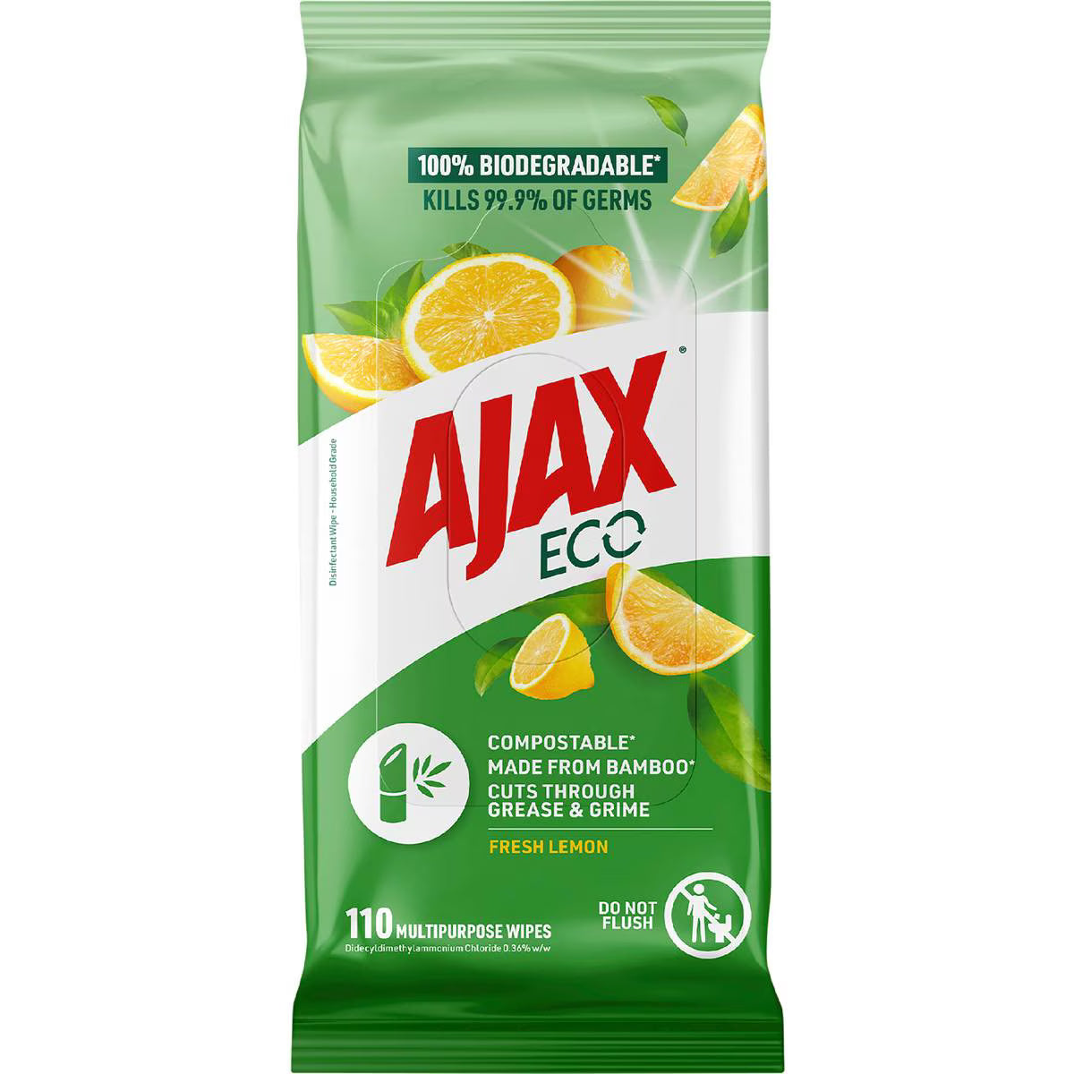 Antibacterial Disinfectant Cleaning Wipes Fresh Lemon | 110 Pack | Ajax | YG-112219-MC-979851
