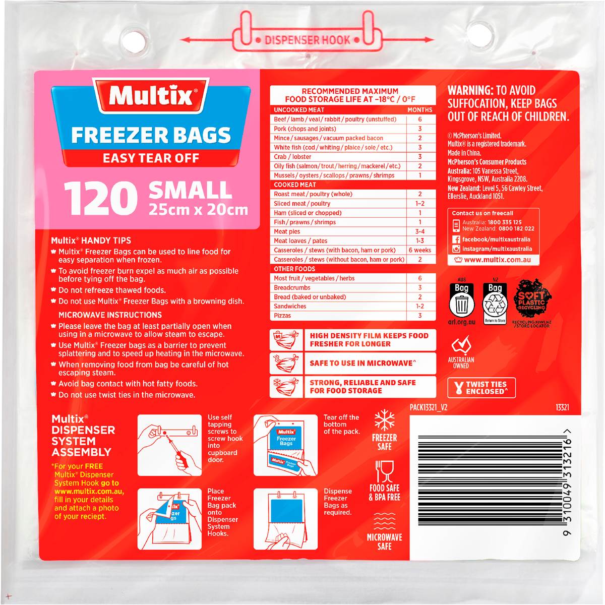 Easy Tear Off Freezer Bags Small | 120 Pack | Multix | YG-112128-MC-978692