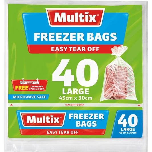 Easy Tear Off Freezer Bags Large | 40 Pack | Multix | YG-010574-MC-978690