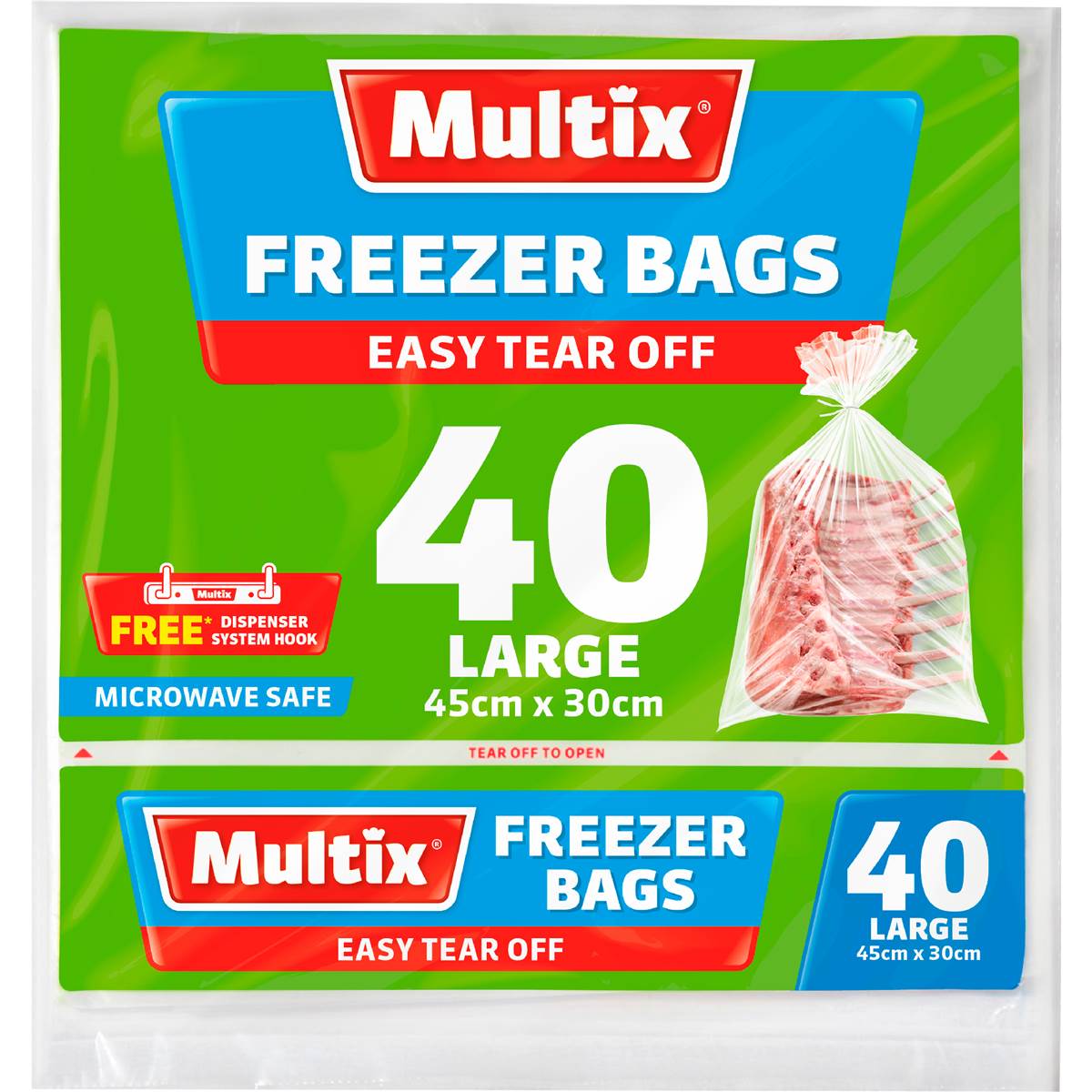 Easy Tear Off Freezer Bags Large | 40 Pack | Multix | YG-010574-MC-978690