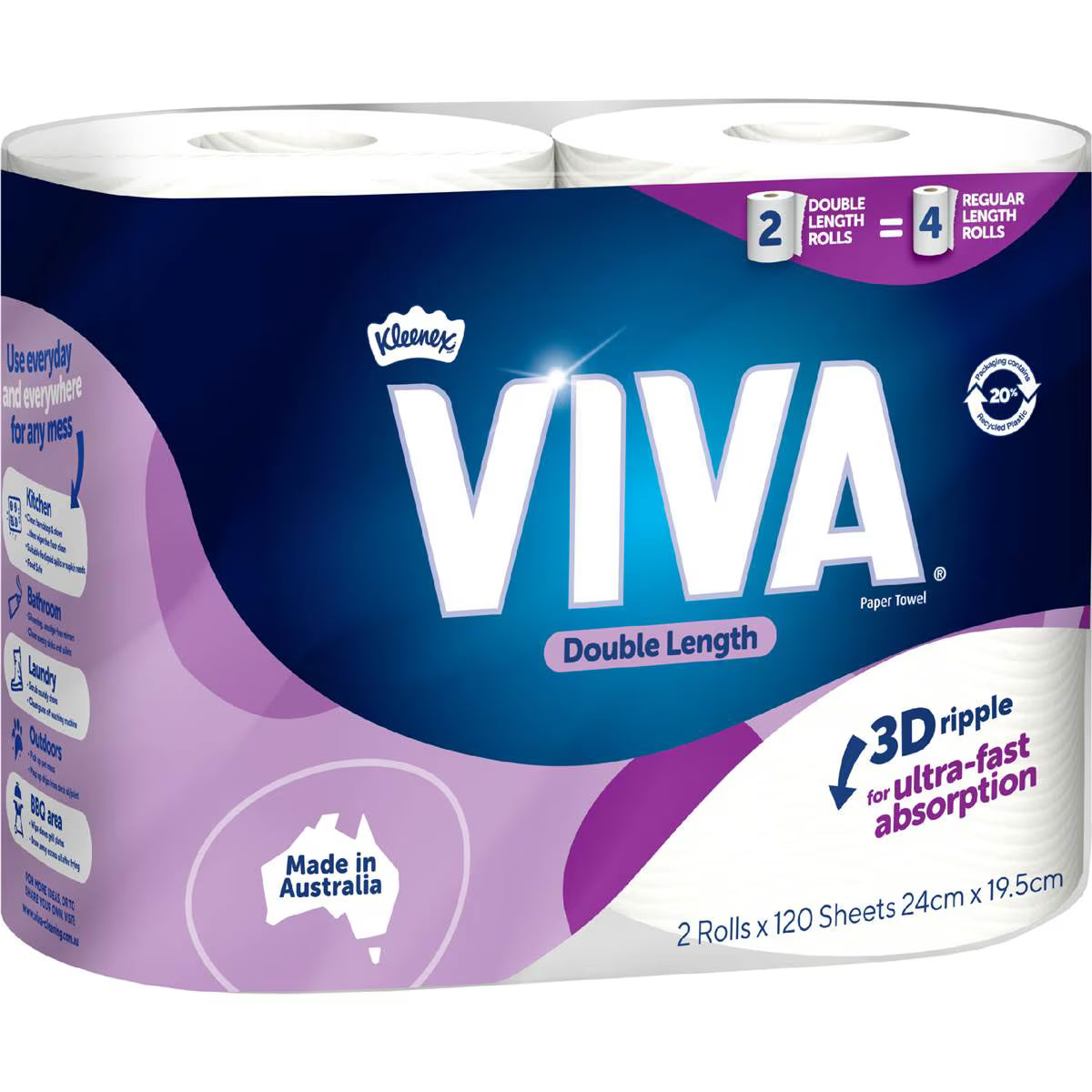 Double Length Paper Towel Double Length 120 Sheets | 2 x 120 Pack | Viva | YG-112168-MC-978857