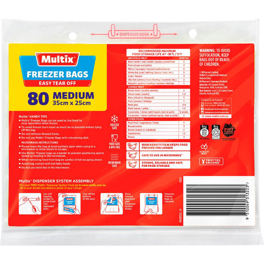 Easy Tear Off Freezer Bags Medium | 80 Pack | Multix | YG-010530-MC-978691