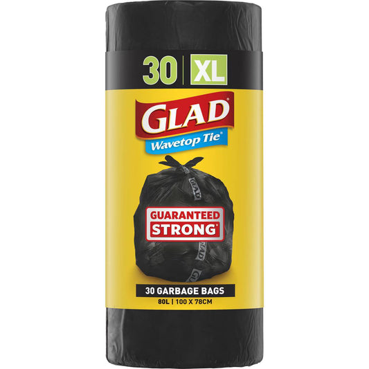 Wavetop Garbage Bag 80 Litres | 30 Pack | Glad | YG-010088-WW-098008