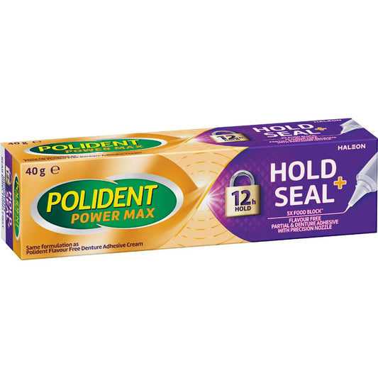 Hold & Seal Adhesive Cream For Dentures & Partials | 40g | Polident | YG-112798-MC-978029