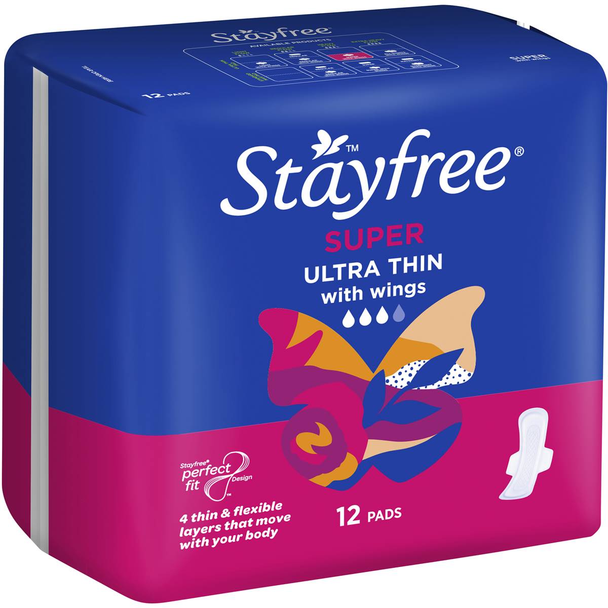 Ultra Thin Super Pads With Wings | 12 Pack | Stayfree | YG-011563-MC-978125