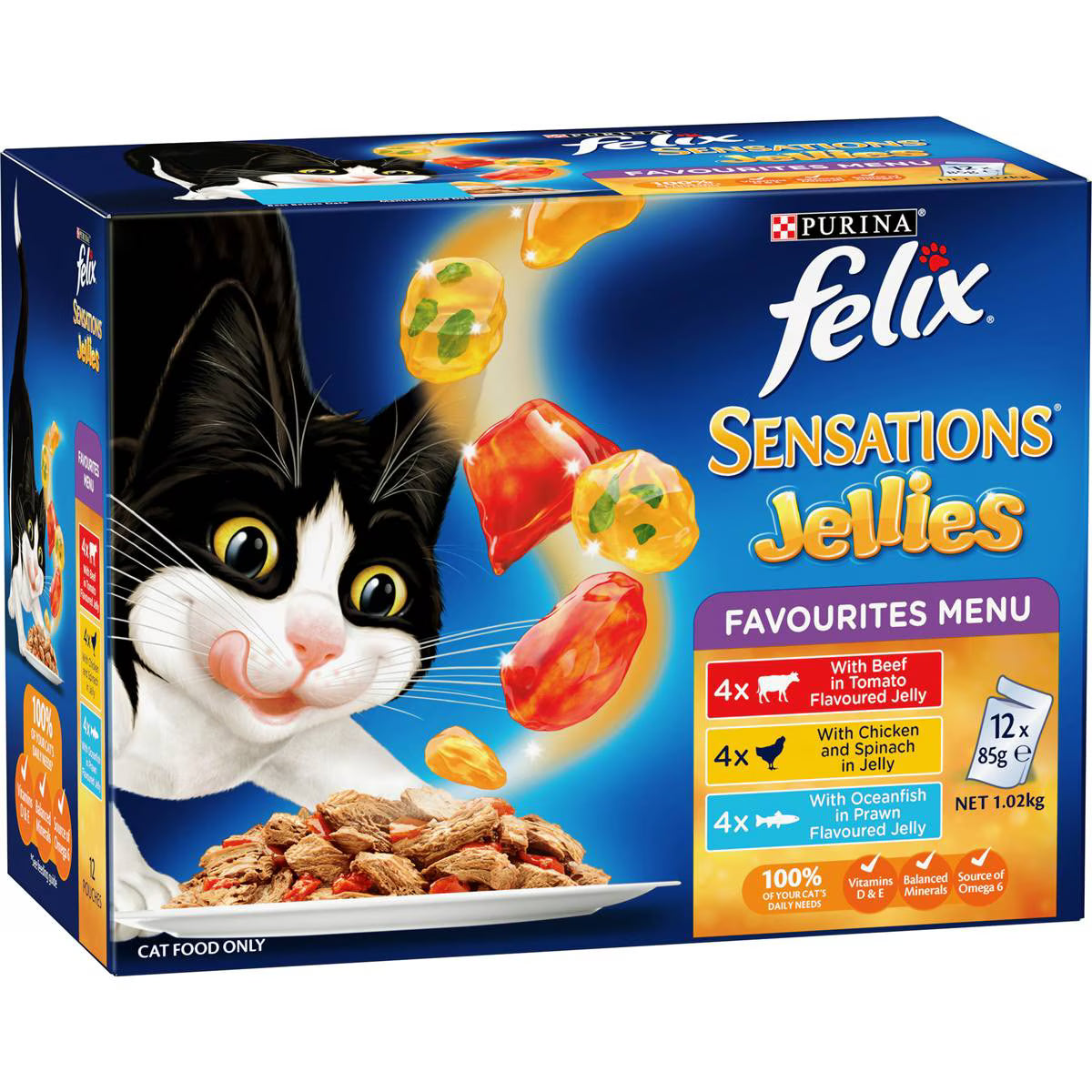 Sensations Jellies Favourites Menu Wet Cat Food | 85g x 12 Pack | Felix | YG-112154-MC-978785