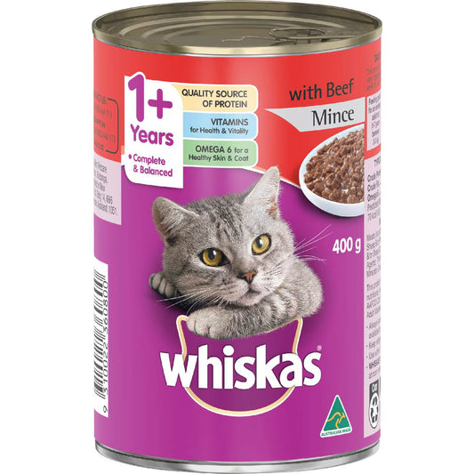 Adult 1 Years Wet Cat Food With Beef Mince Can | 400g | Whiskas | YG-112984-MC-978819