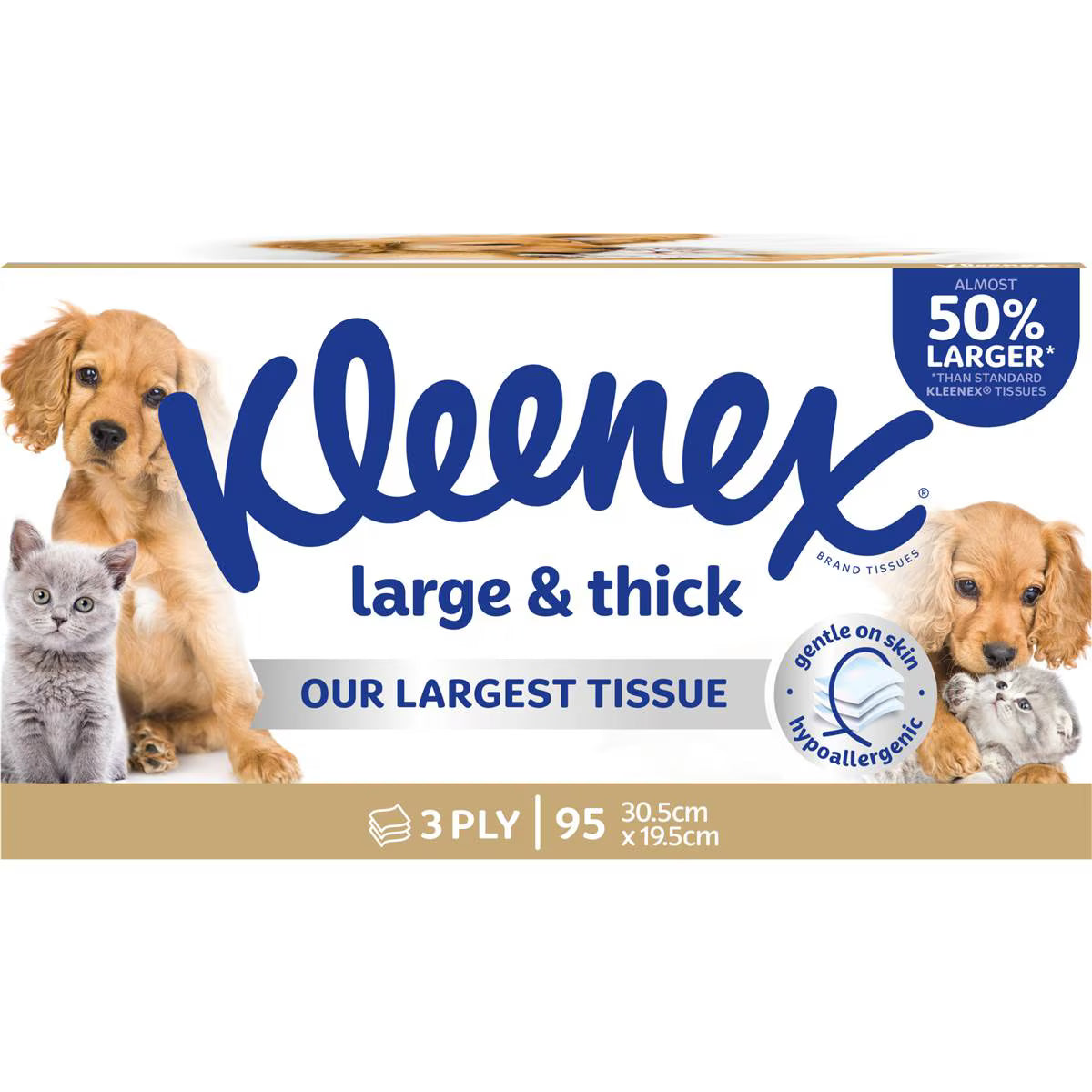 Large & Thick 3 Ply Facial Tissues | 95 Pack | Kleenex | YG-112172-MC-978945