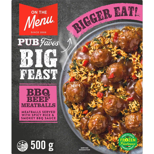 Big Feast BBQ Meatballs With Spicy Rice Frozen Meal | 500g | On The Menu | YG-112239-MC-980263