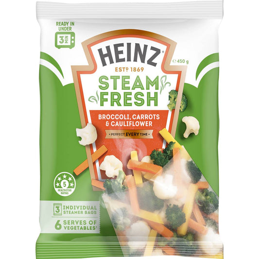 Steam Fresh Vegetables Frozen Broccoli Carrot Cauliflower | 450g | Heinz | YG-006750-WW-118687