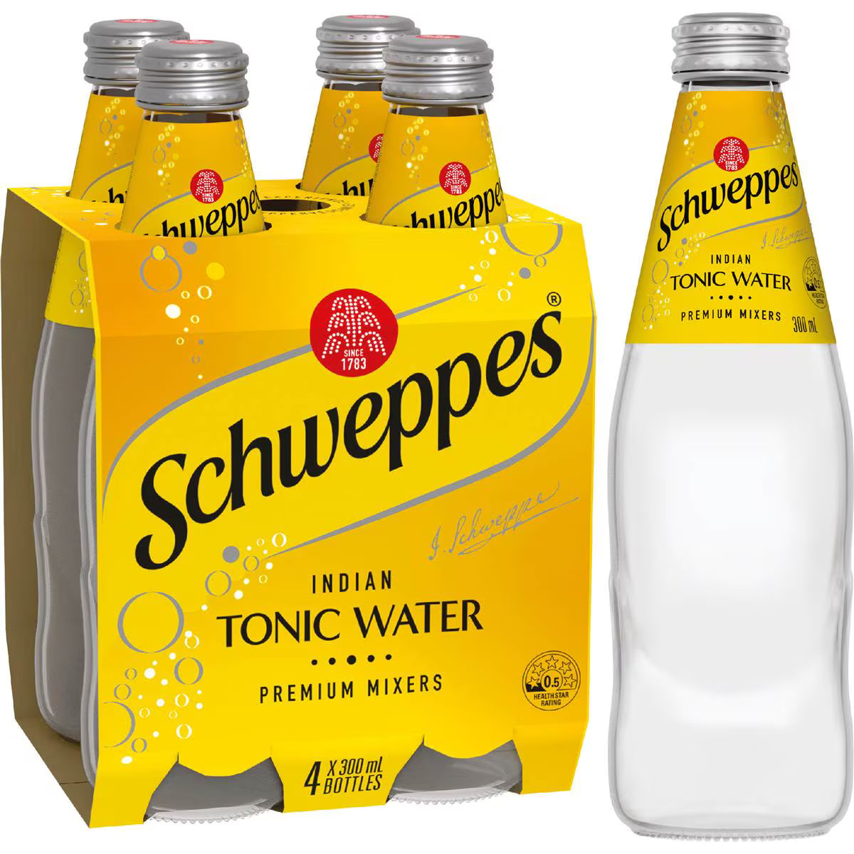 Indian Tonic Water Glass Bottle | 300ml x 4 Pack | Schweppes | YG-006647-MC-975915