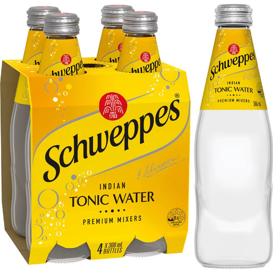 Indian Tonic Water Glass Bottle | 300ml x 4 Pack | Schweppes | YG-006647-MC-975915