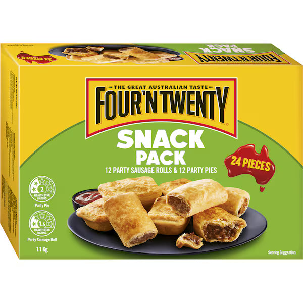 Snack Sausage Rolls & Party Pies | 24 Pack | Four'n Twenty | YG-006396-WW-135222