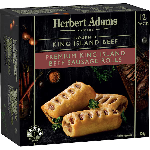 Gourmet King Island Beef Sausage Rolls | 12 Pack | Herbert Adams | YG-006626-WW-135283