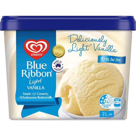 Light Vanilla Tub Fat Ice Cream Dessert Tub | 2L | Blue Ribbon | YG-113035-MC-980175