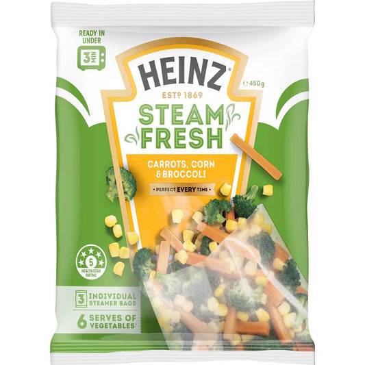 Steam Fresh Vegetables Frozen Veg Carrots, Corn & Broccoli | 450g | Heinz | YG-006749-WW-135447