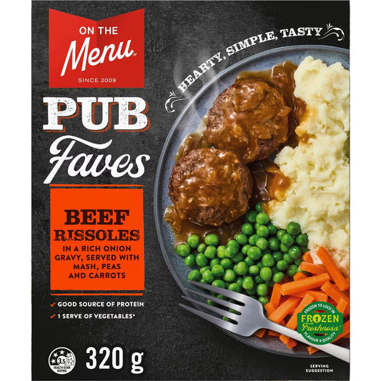 Beef Rissole Frozen Meal | 320g | On The Menu | YG-113061-MC-980278