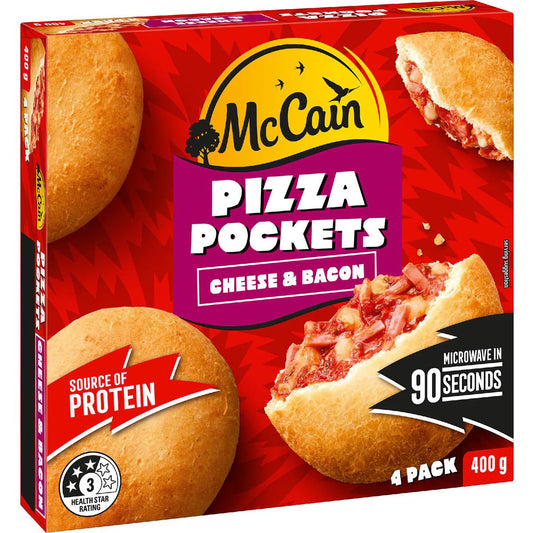Pizza Pocket Snacks Cheese & Bacon | 4 Pack | Mccain | YG-113070-MC-980312