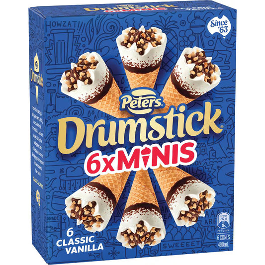 Drumstick Minis Ice Cream Vanilla | 6 Pack | Peters | YG-112233-MC-980230