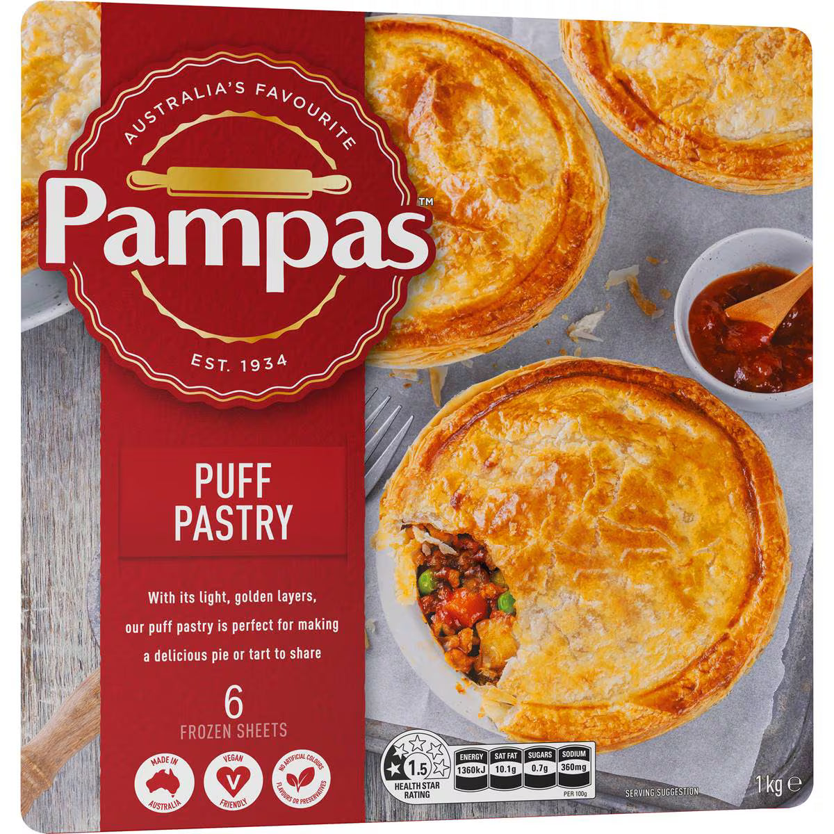Puff Pastry 6 Sheets | 1kg | Pampas | YG-005405-MC-980104